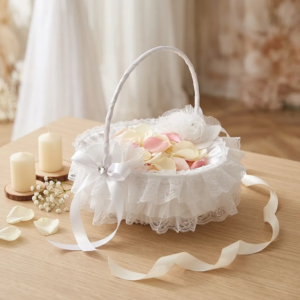 Panier à Pétales Blanc Vintage romantique