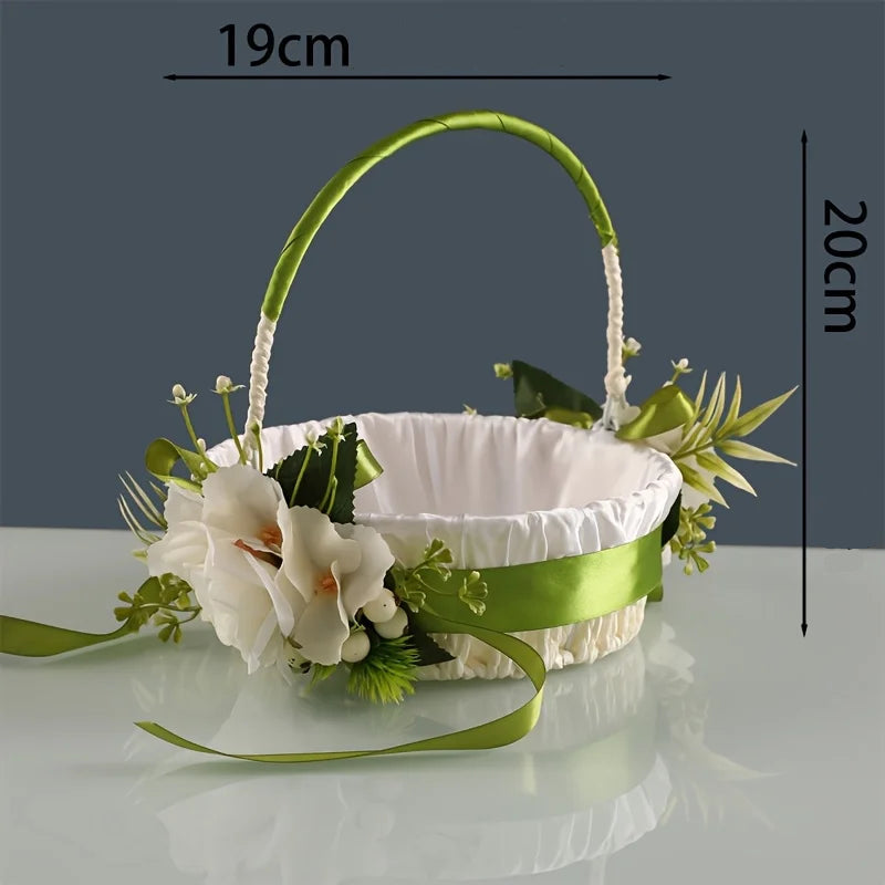 Panier à Pétales Blanc et vert raffiné