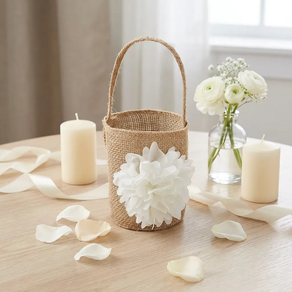 Panier à Pétales Bohème en Jute romantique