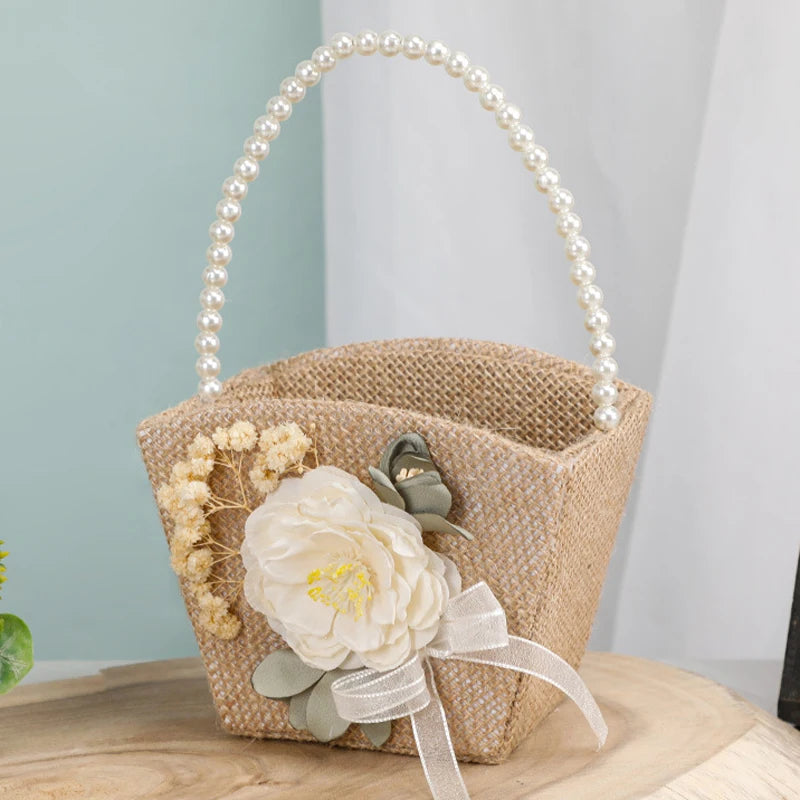 Panier à Pétales Mariage Bohème à Perles