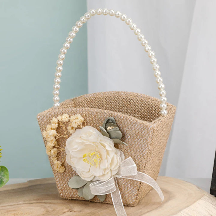 Panier à Pétales Mariage Bohème à Perles