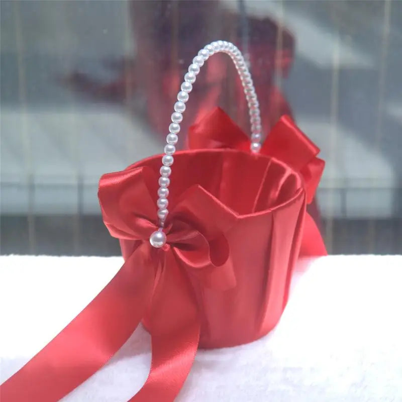 Panier à Pétales Mariage Rouge Unique
