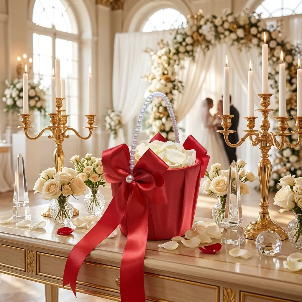 Panier à Pétales Mariage Rouge romantique