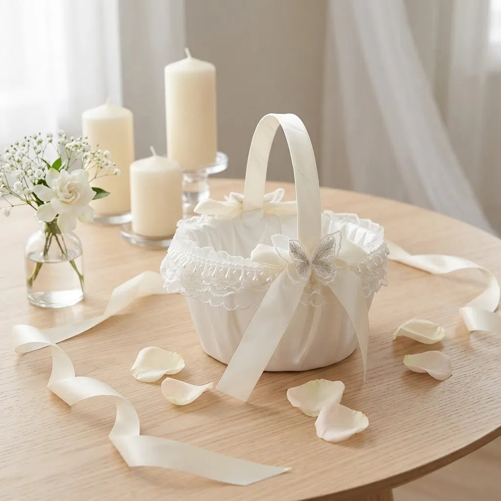 Panier à Pétales à Papillon romantique