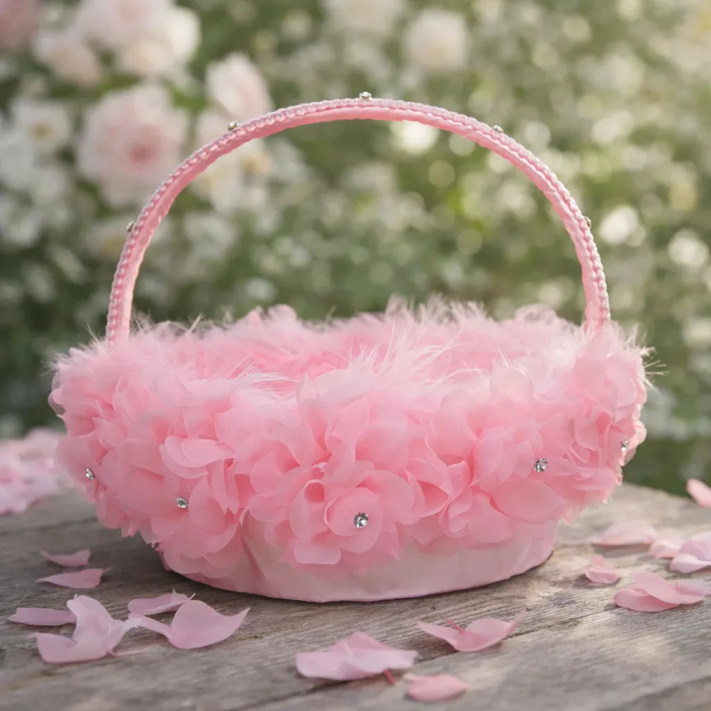 Panier à Pétales Rose Fleuri Chic
