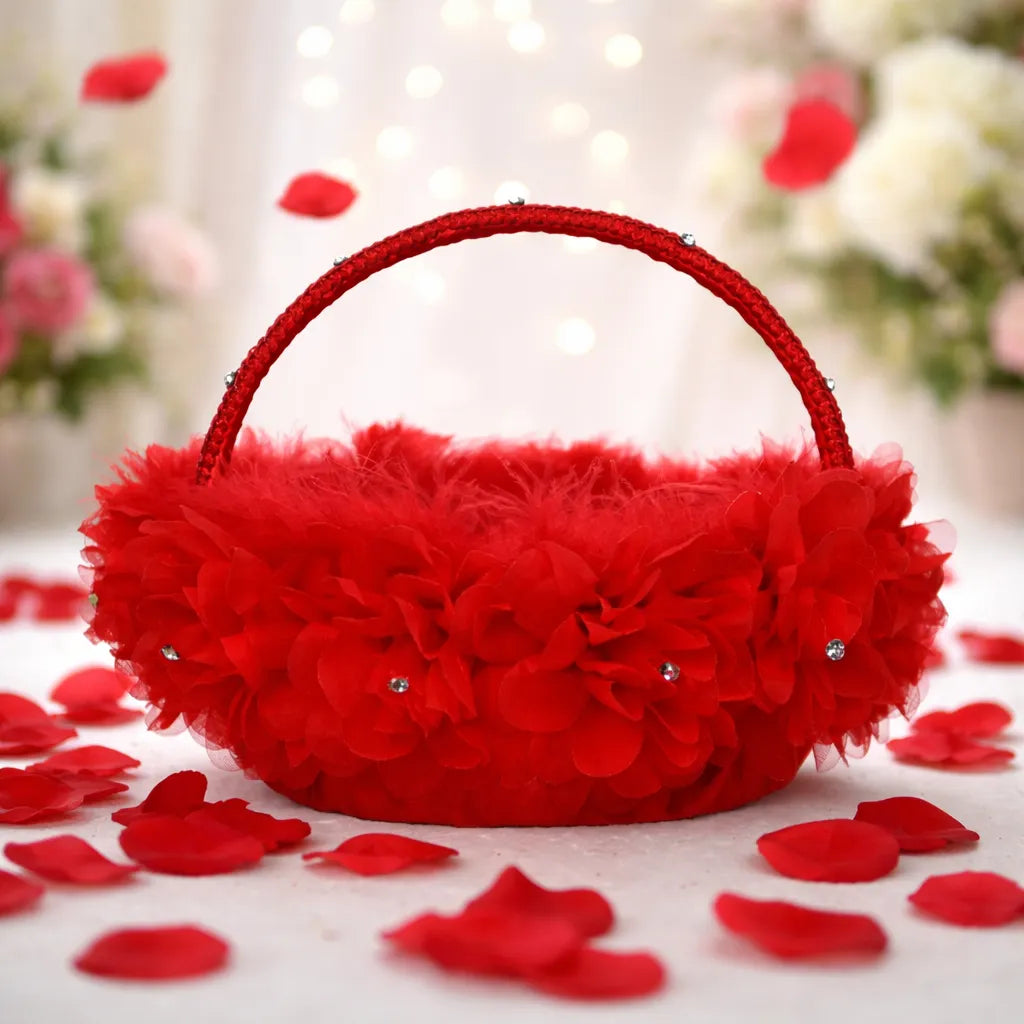 Panier à Pétales Rouge Romantique Chic