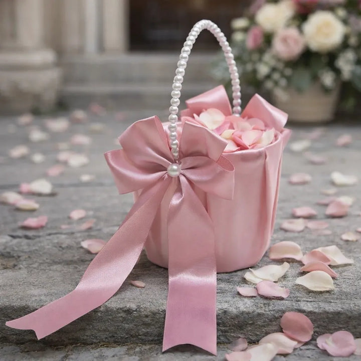 Panier à Pétales Satin Rose