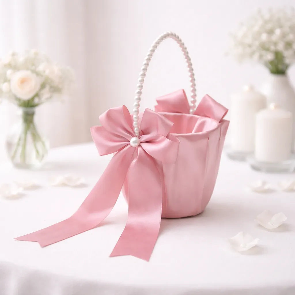Panier à Pétales Satin Rose Unique