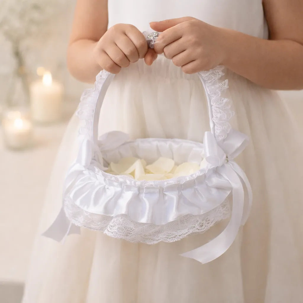 Panier à Pétales Vintage Blanc stylé