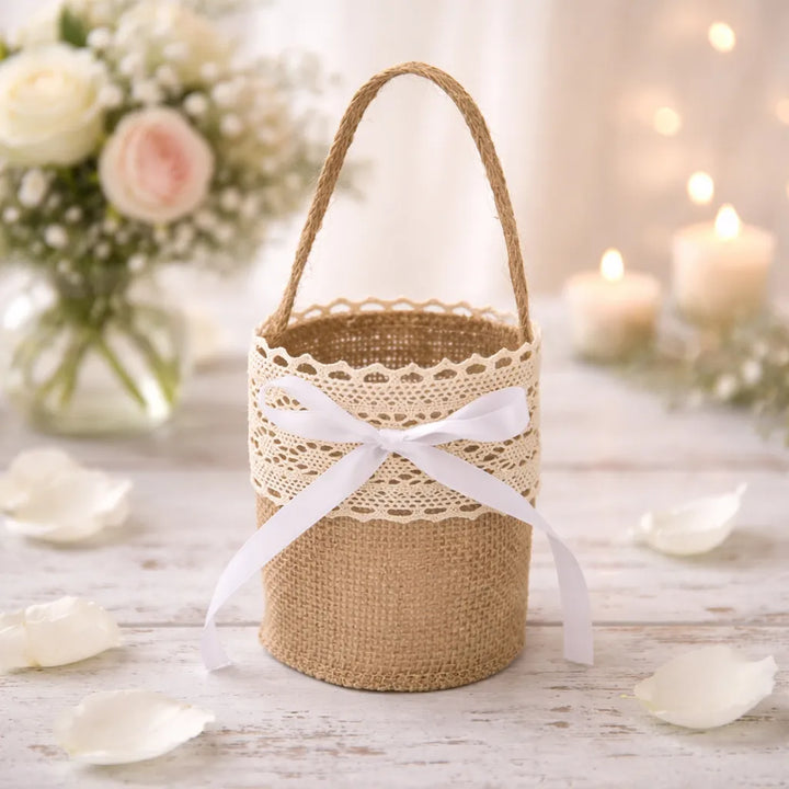 Panier à Pétales en Jute à Dentelles