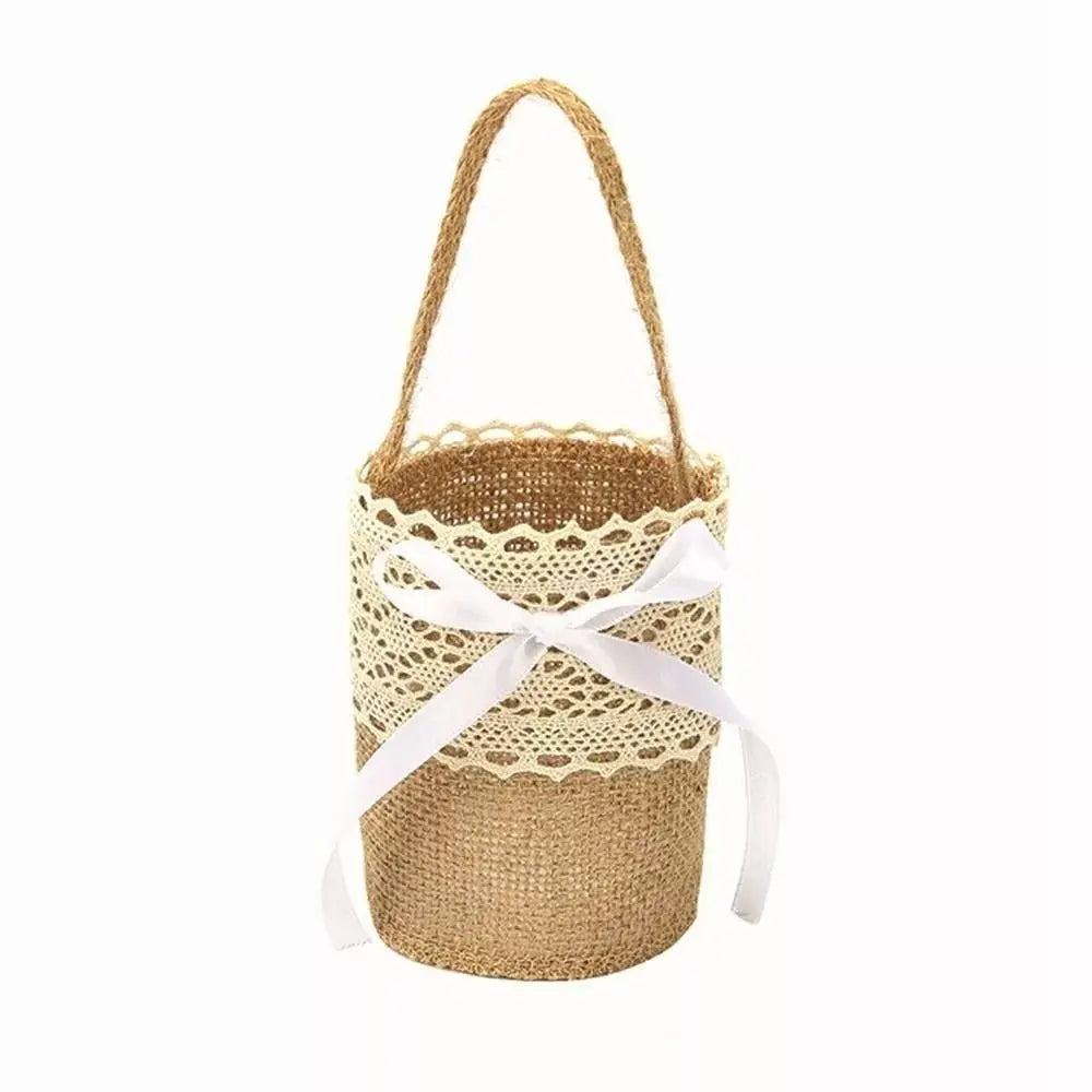 Panier à Pétales en Jute à Dentelles Chic
