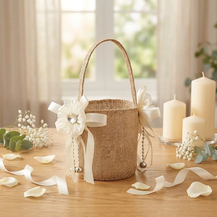Panier à Pétales en Jute romantique