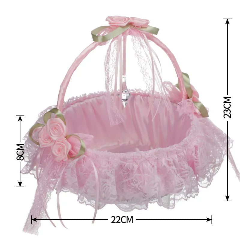 Panier en Dentelles Rose pour Pétales de Fleurs Unique