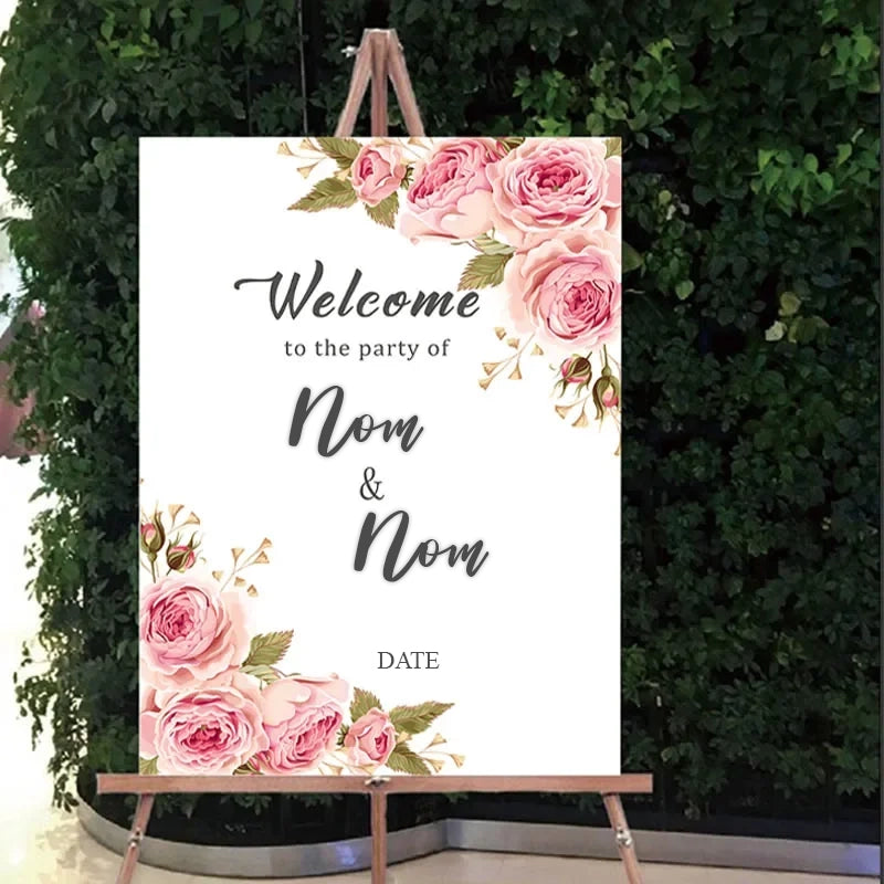 Panneau Bienvenue Mariage Romantique sur Toile