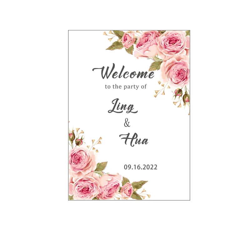 Panneau Bienvenue Mariage Romantique sur Toile Unique