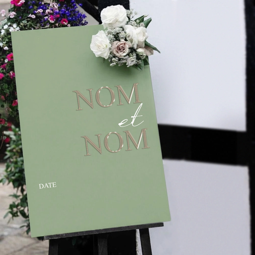 Panneau Bienvenue Mariage Vert Sauge