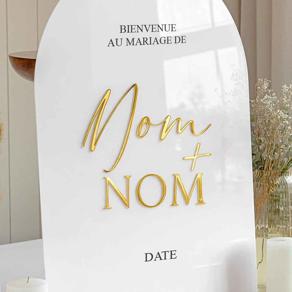 Panneau de Bienvenue Mariage Arc en Acrylique