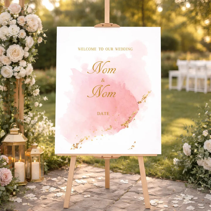 Panneau de Bienvenue Mariage Rose Elégant