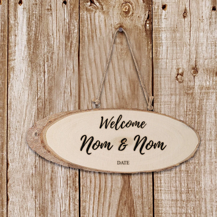 Panneau de Bienvenue Mariage en Rondin de Bois