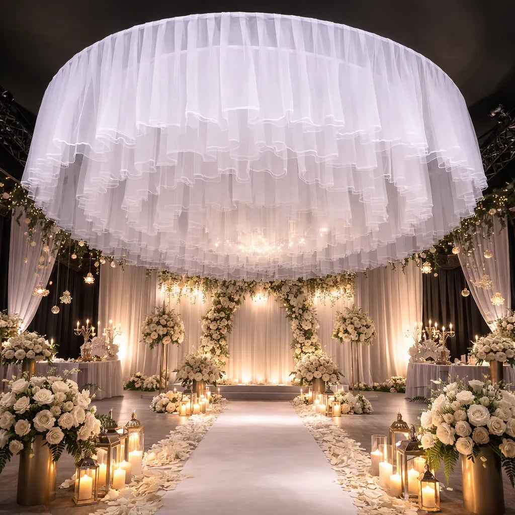 Panneau de Drapé Plafond Tutu Blanc