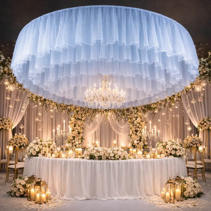 Panneau de Voilage Plafond Tutu Bleu