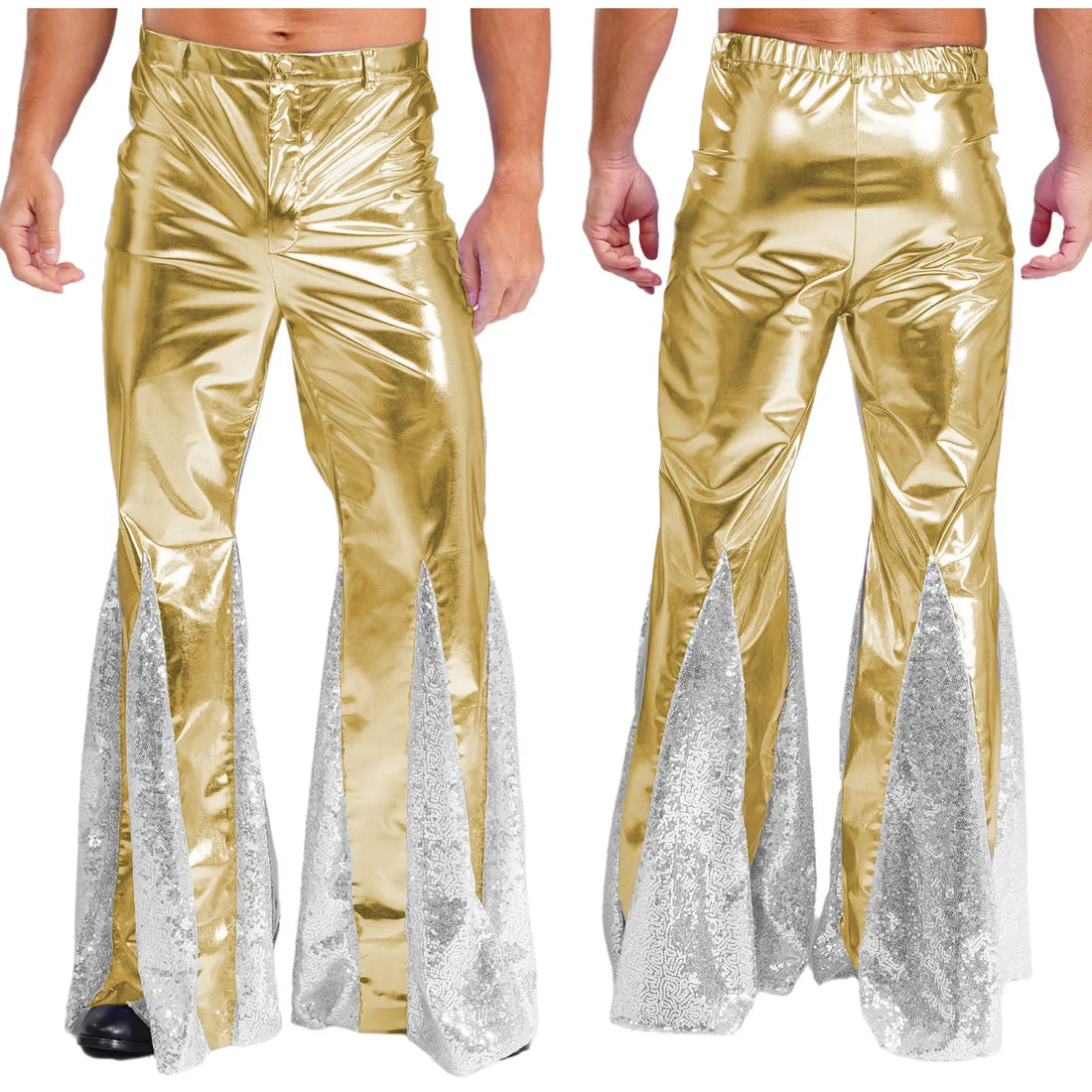 Pantalon Disco Cloche Doré Homme extensible 