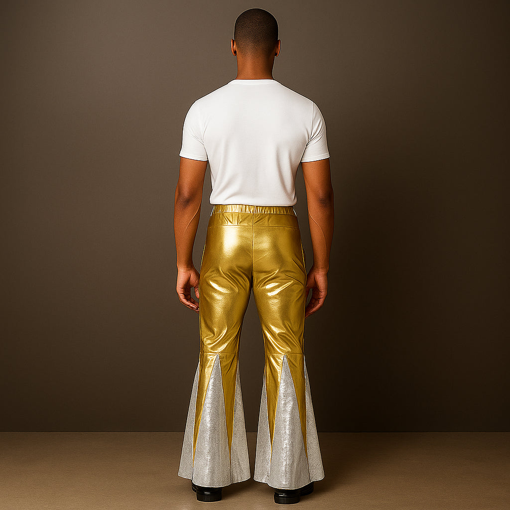 Pantalon Disco Cloche Doré Homme élégant 