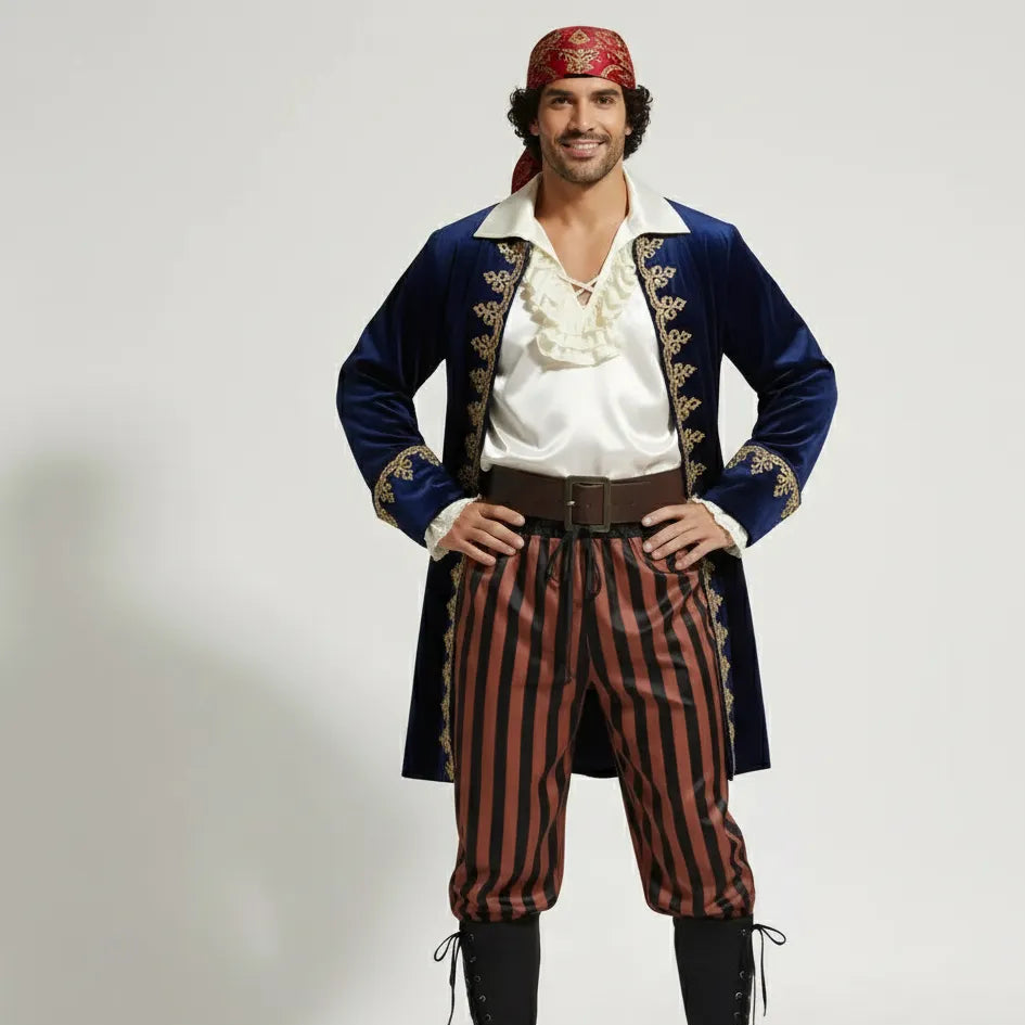 Pantalon Pirate Rayé Marron pour Homme