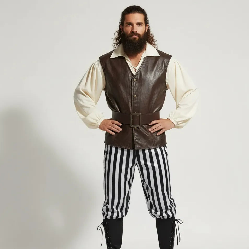 Pantalon Pirate Rayé Noir et Blanc Homme