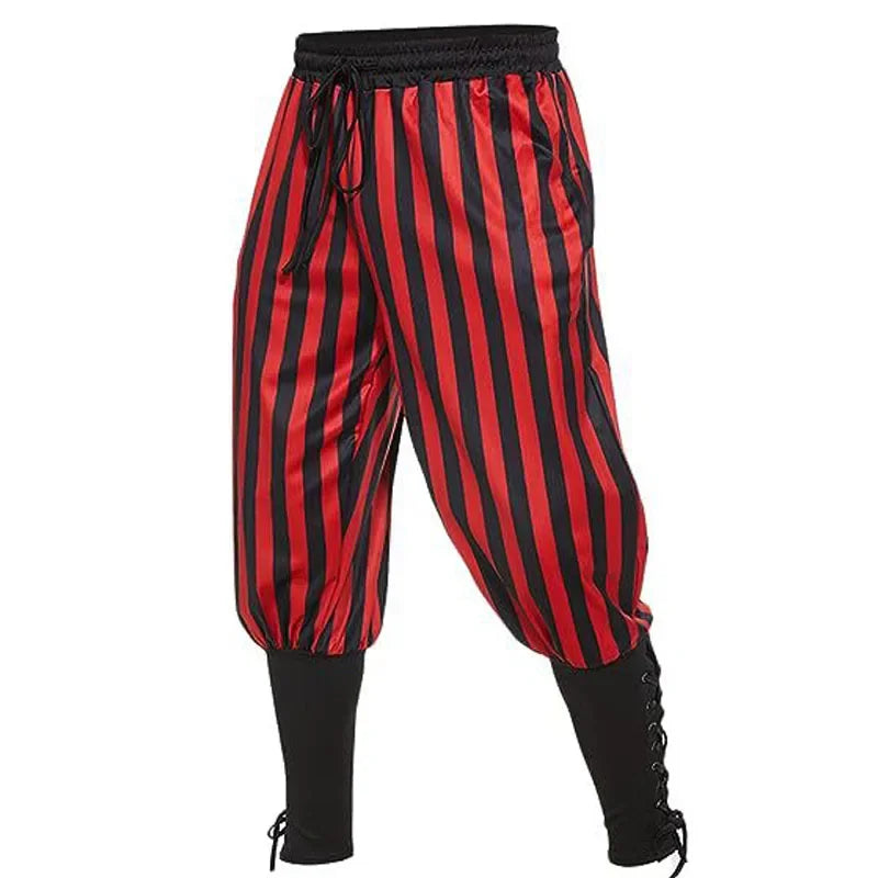 Pantalon Pirate Rayé Rouge Unique
