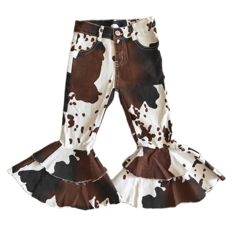 Pantalon Évasé Imprimé Vache Fille léger