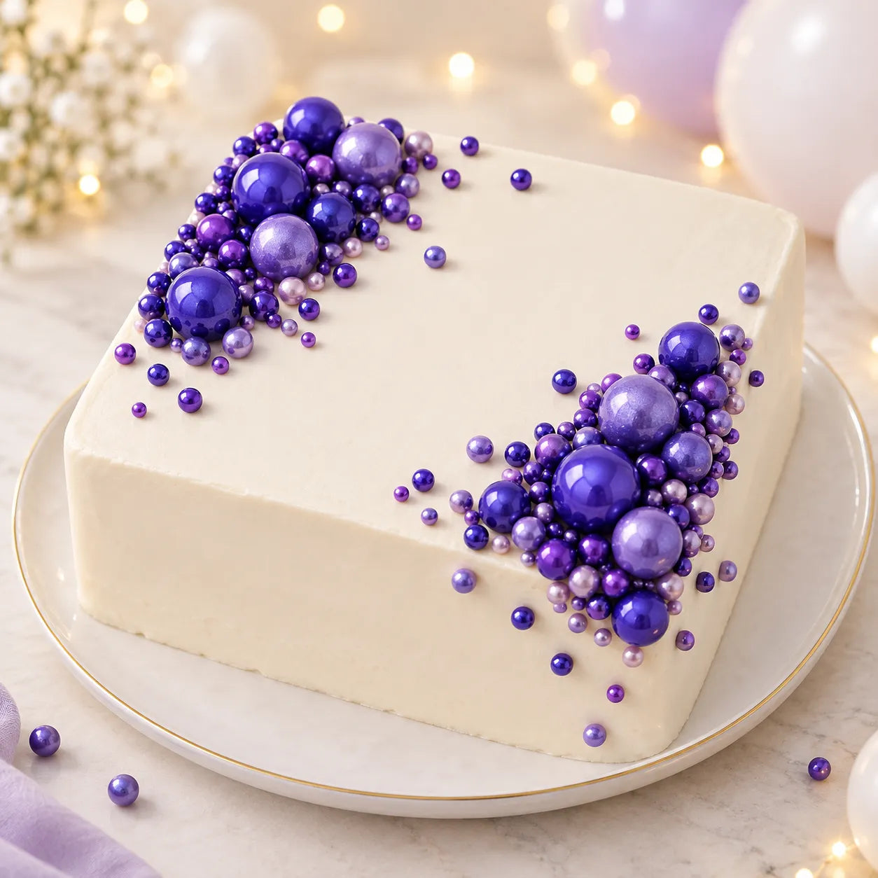 Perle Comestibles Violettes Gâteau unique