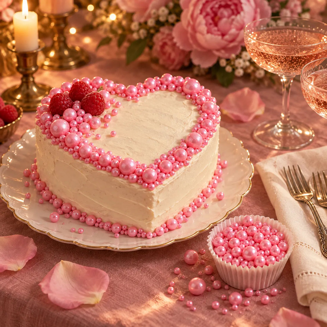Perles Comestibles Gâteau Rose Doux