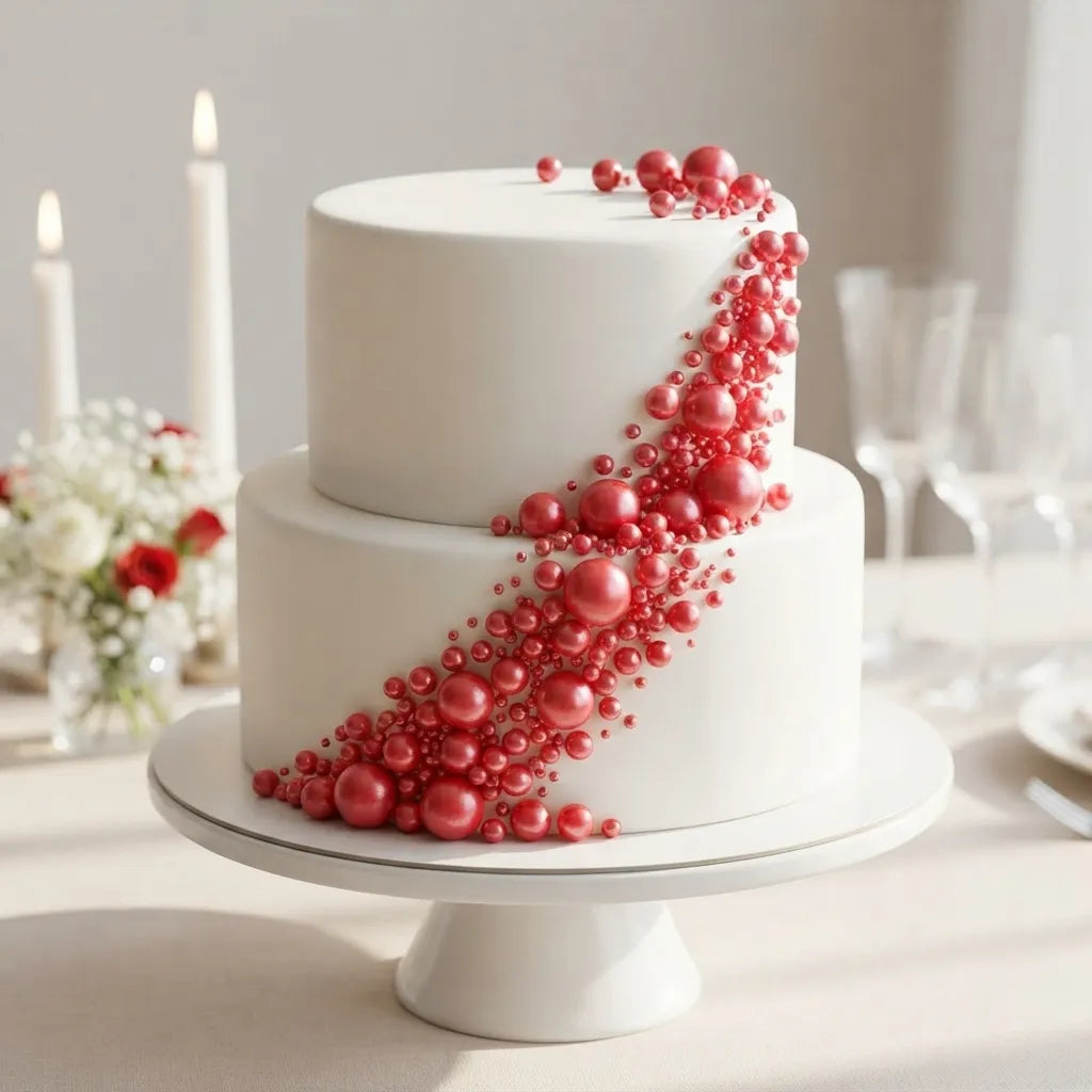 Perles Déco Gâteau Comestibles Rouges Glamour
