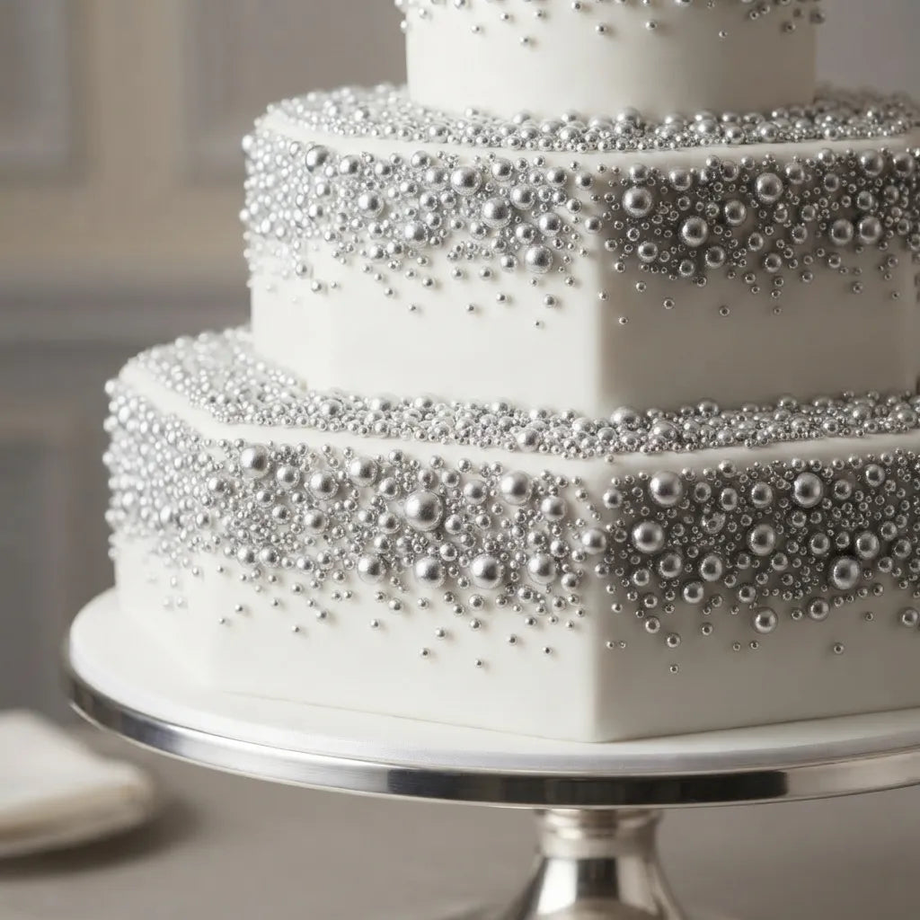 Perles Décoratives Argentées pour Gâteau Sucré