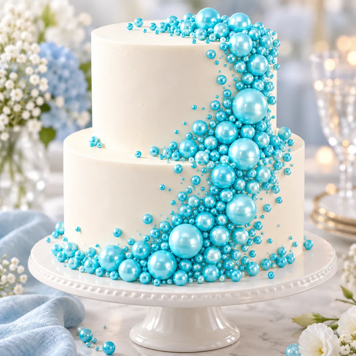 Perles Décoratives Bleues pour Gâteau Cool