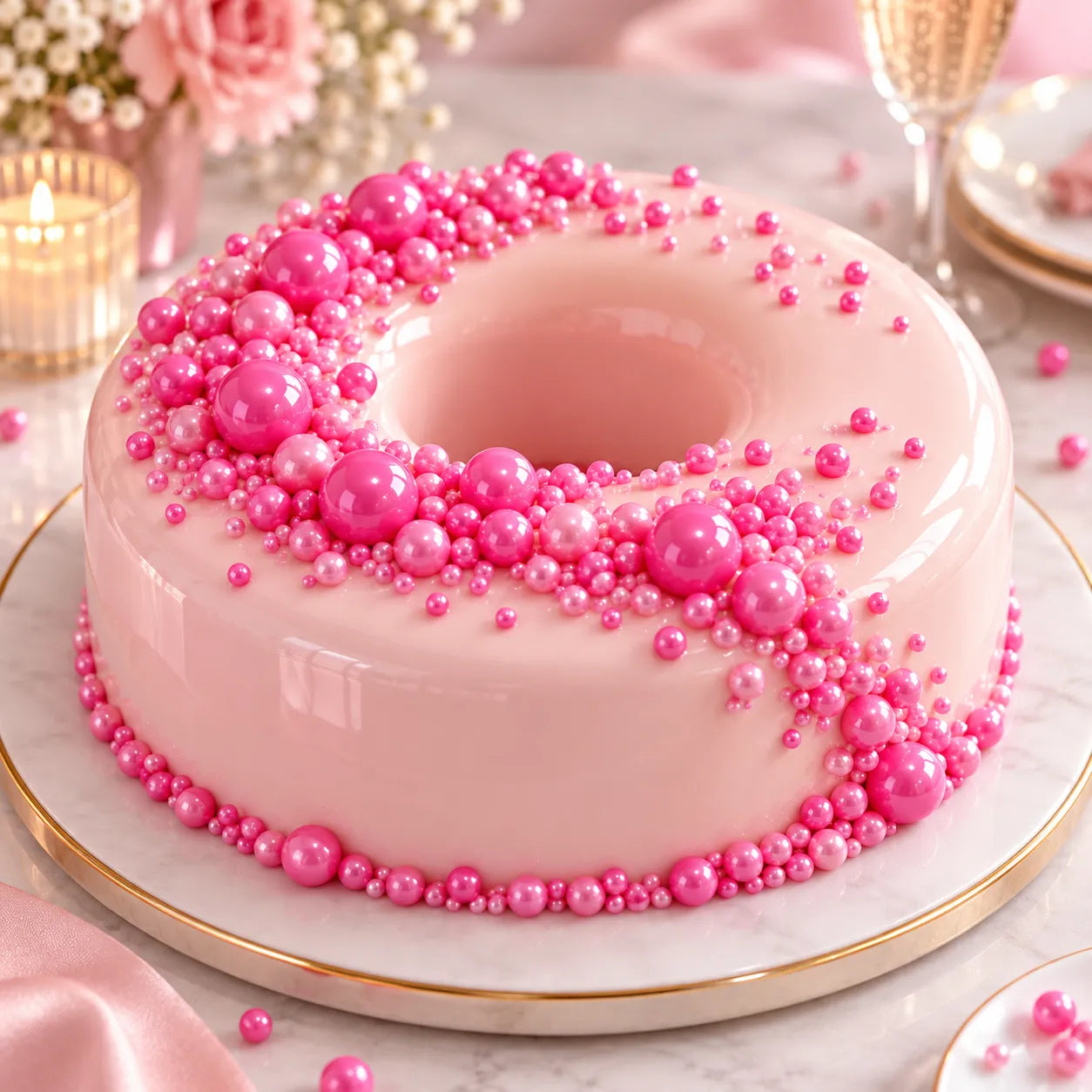 Perles Décoratives Roses pour Gâteau douce
