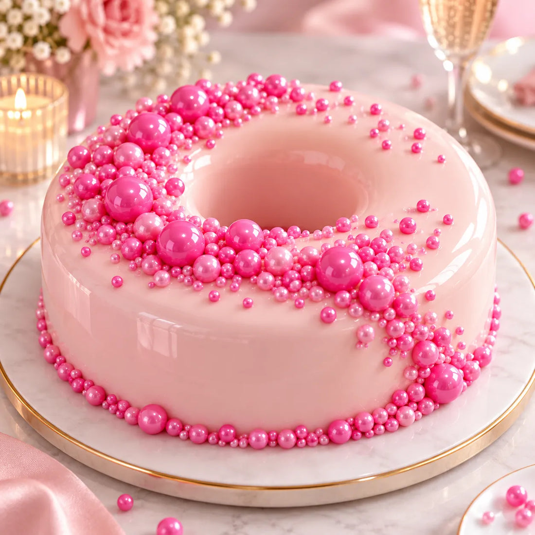Perles Décoratives Roses pour Gâteau douce