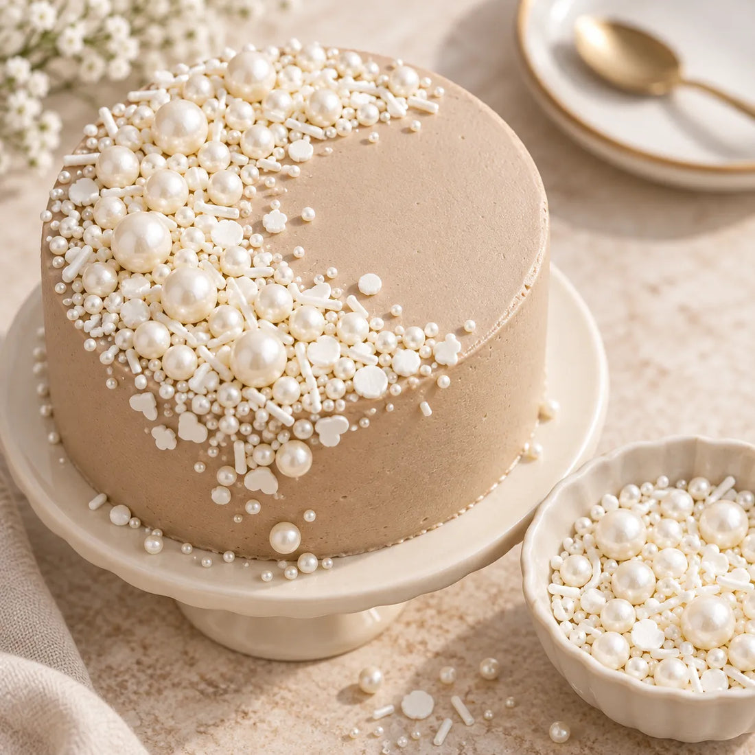 Perles Et Vermicelles Blancs Déco Gâteau Craquant