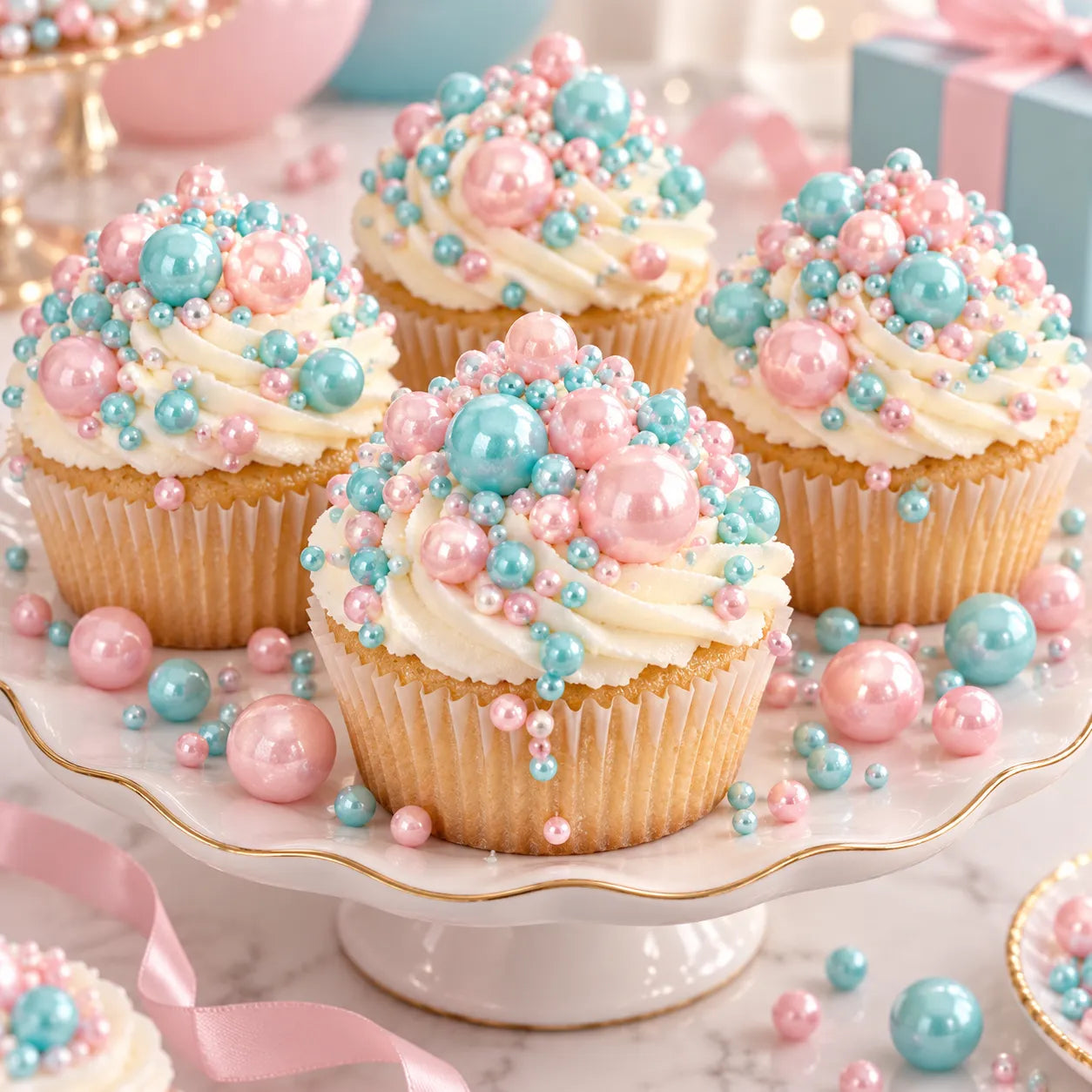 Perles Gâteau Roses et Bleues