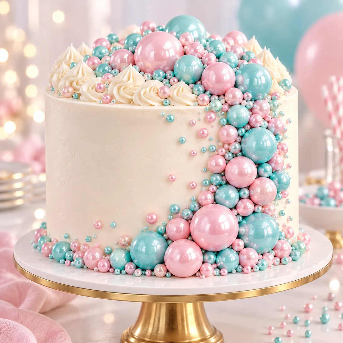 Perles Gâteau Roses et Bleues raffiné
