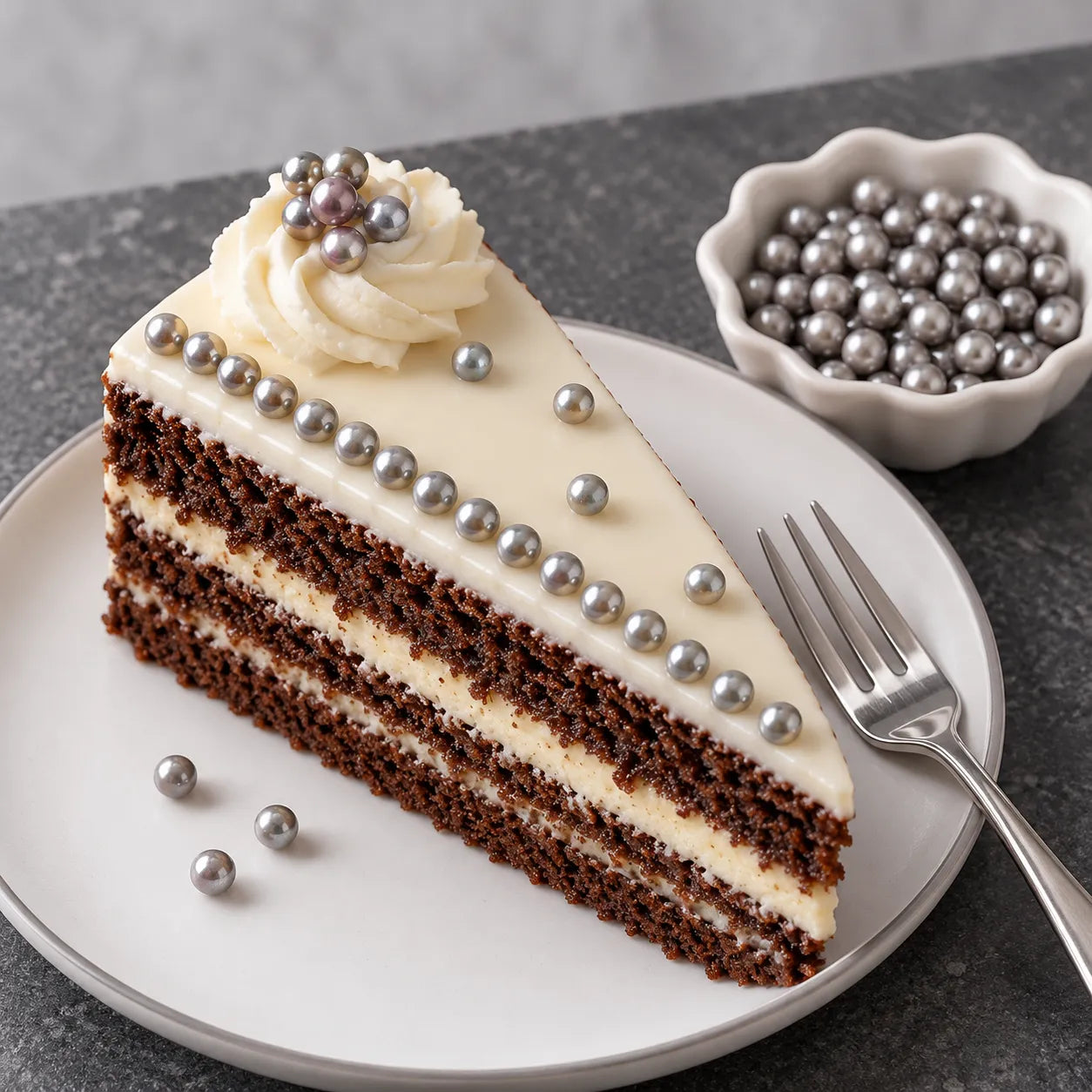 Perles Grises Comestibles Pour Gâteau Unique