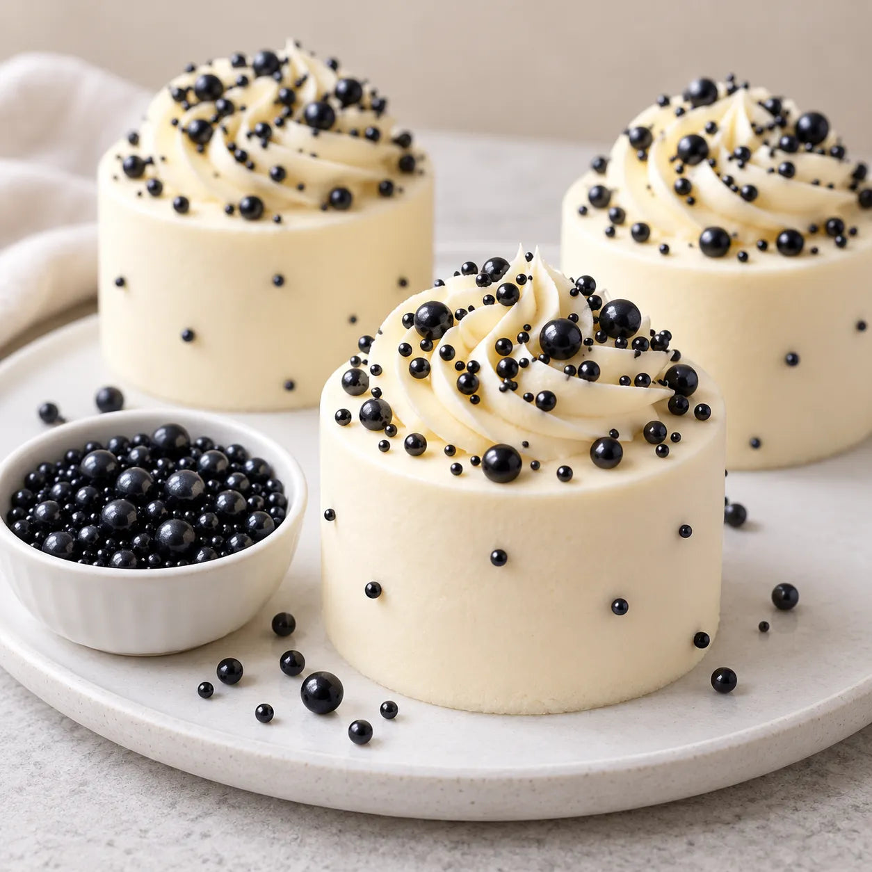 Perles Noires Comestibles pour Gâteau Stylée