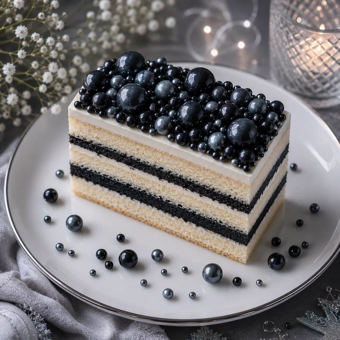 Perles Noires Comestibles pour Gâteau moderne