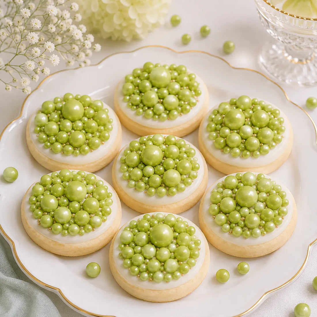 Perles Vertes Comestibles Gâteau