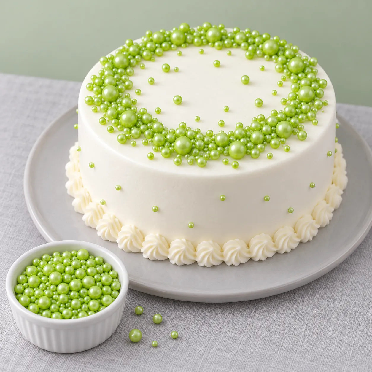 Perles Vertes Comestibles Gâteau Unique