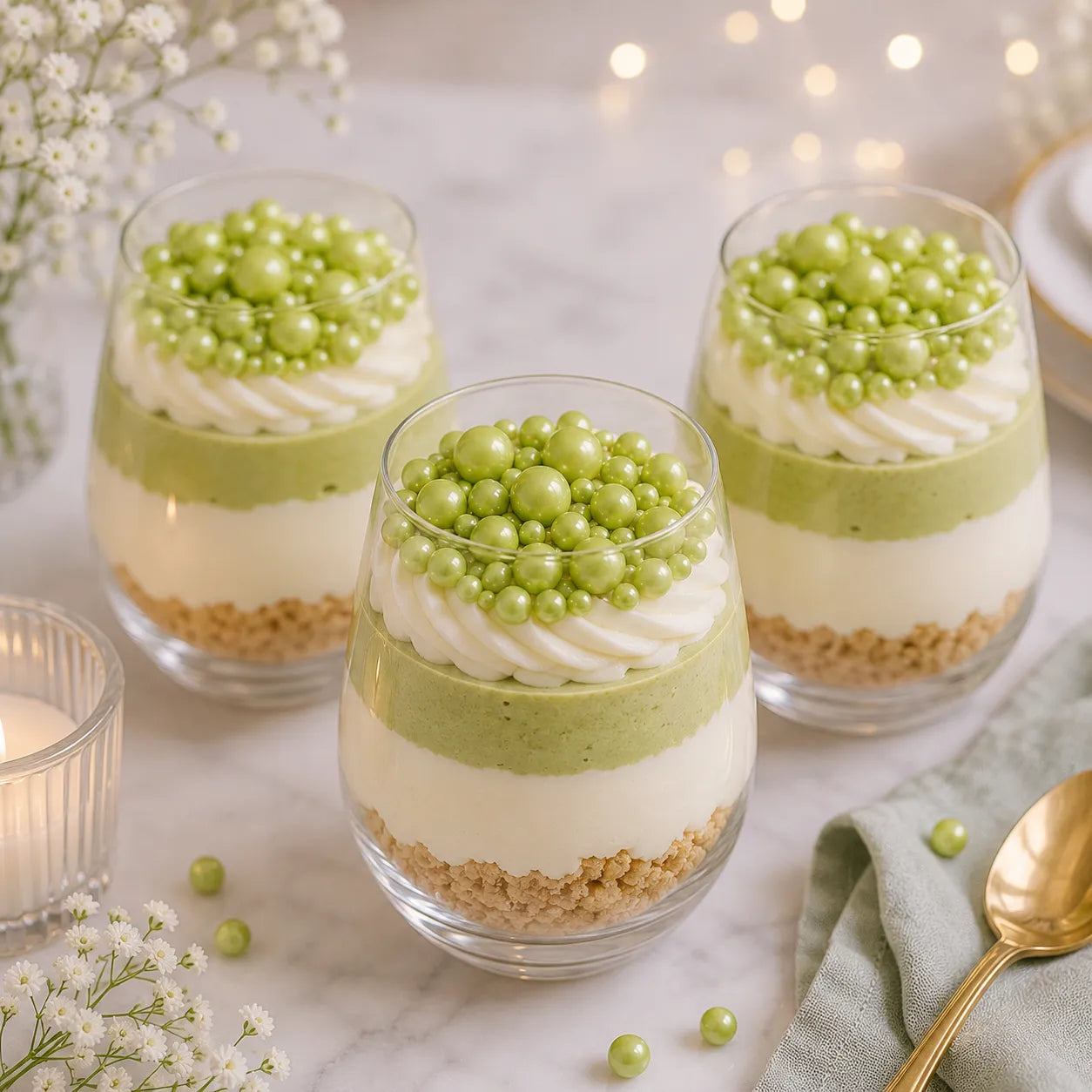 Perles Vertes Comestibles Gâteau festif