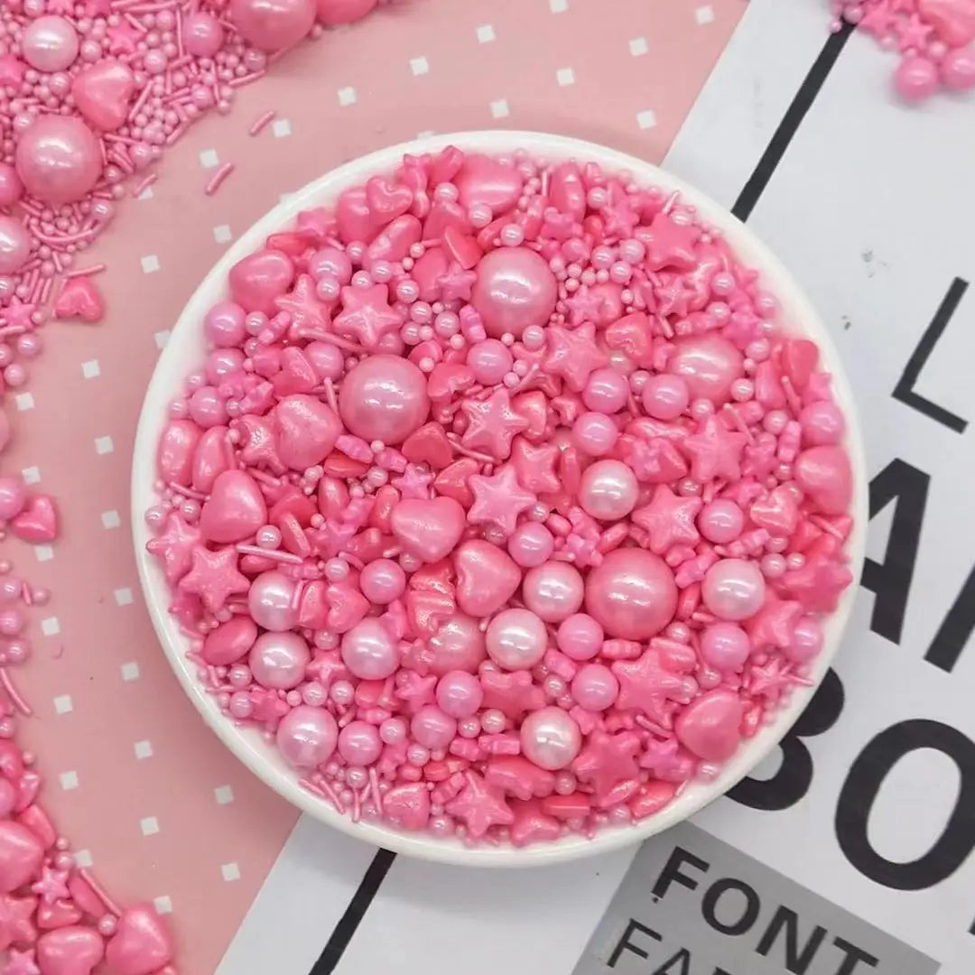 Perles et Etoiles Roses Déco Gâteau Unique