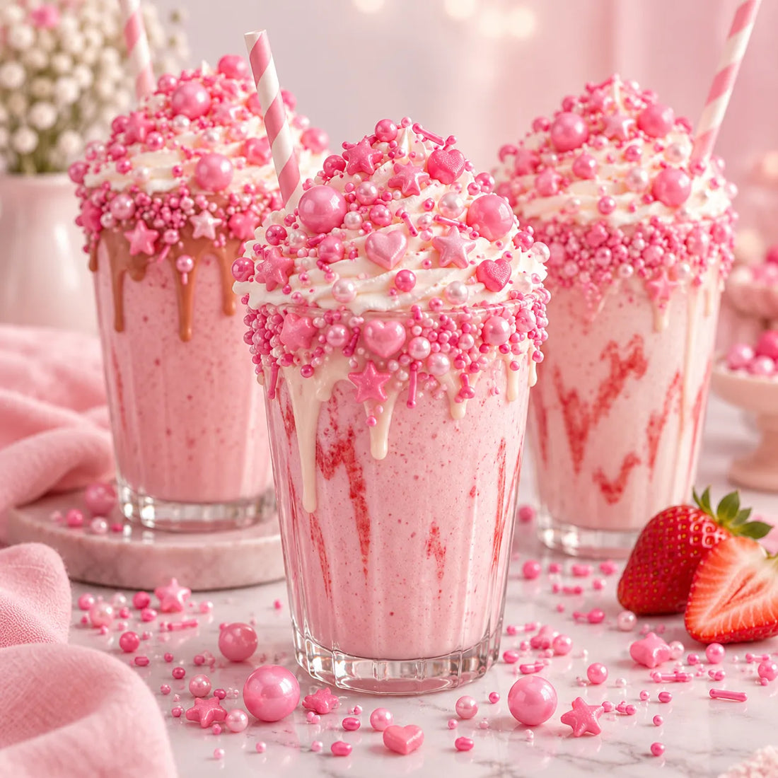 Perles et Etoiles Roses Déco Gâteau douce