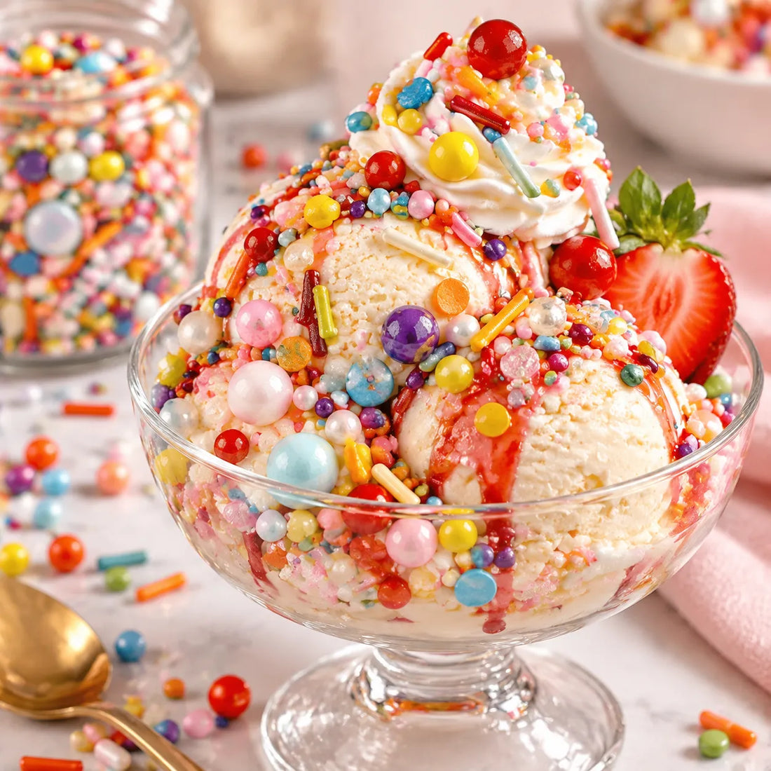 Perles et Vermicelles Multicolores pour Gâteau Croquant